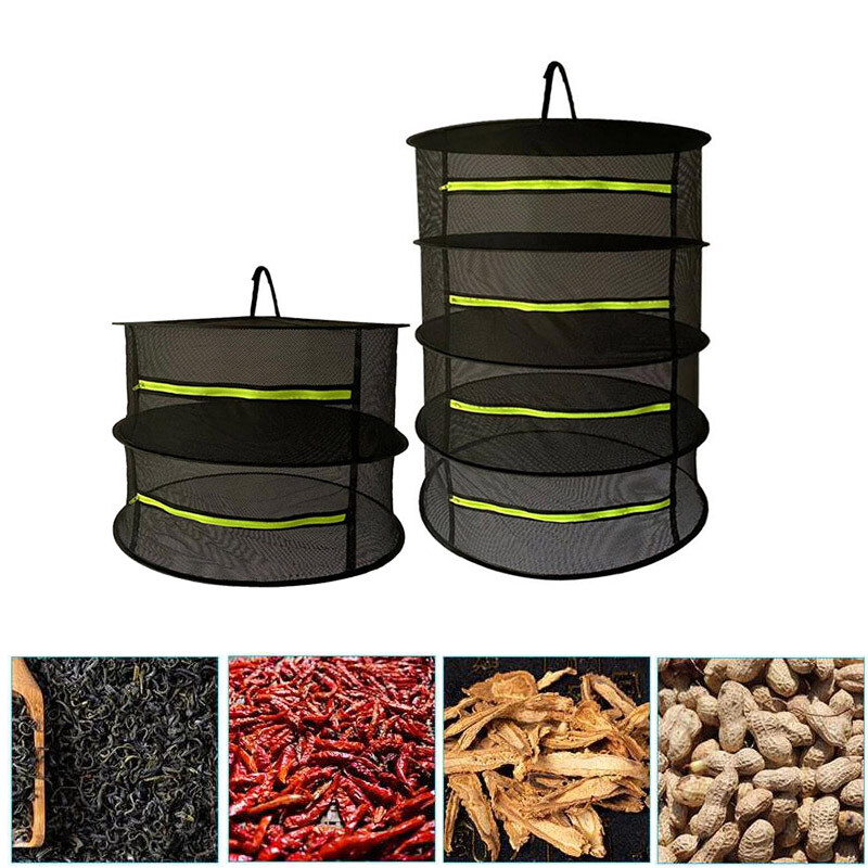 2/4/6 Layers Herbs Drying Mesh Net Fabric dryer bags Rack Zipper For Buds Beans