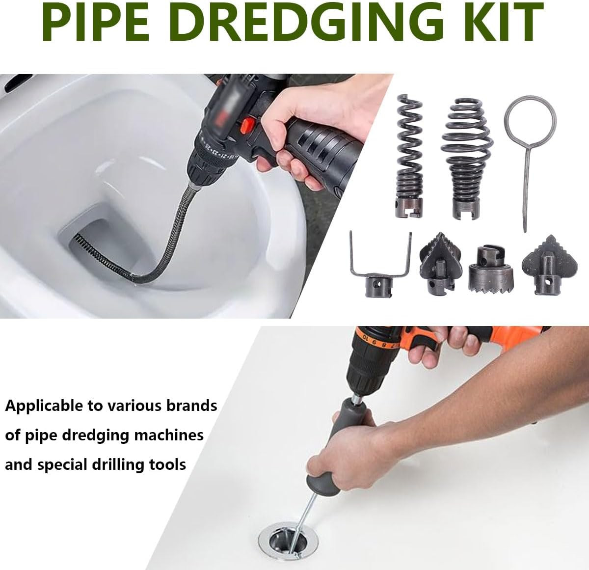 Drain Cleaner Combination Cutter Heads Set7PCS Drain Snake Drill Attachment ...