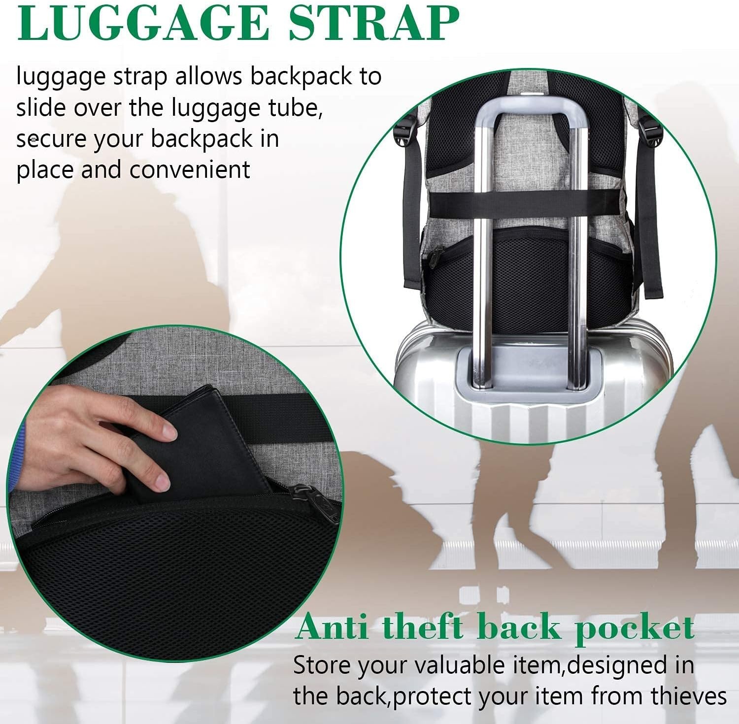 15.6 Inch Laptop Backpack Antitheft Travel Business Computer Bag Water Resistant