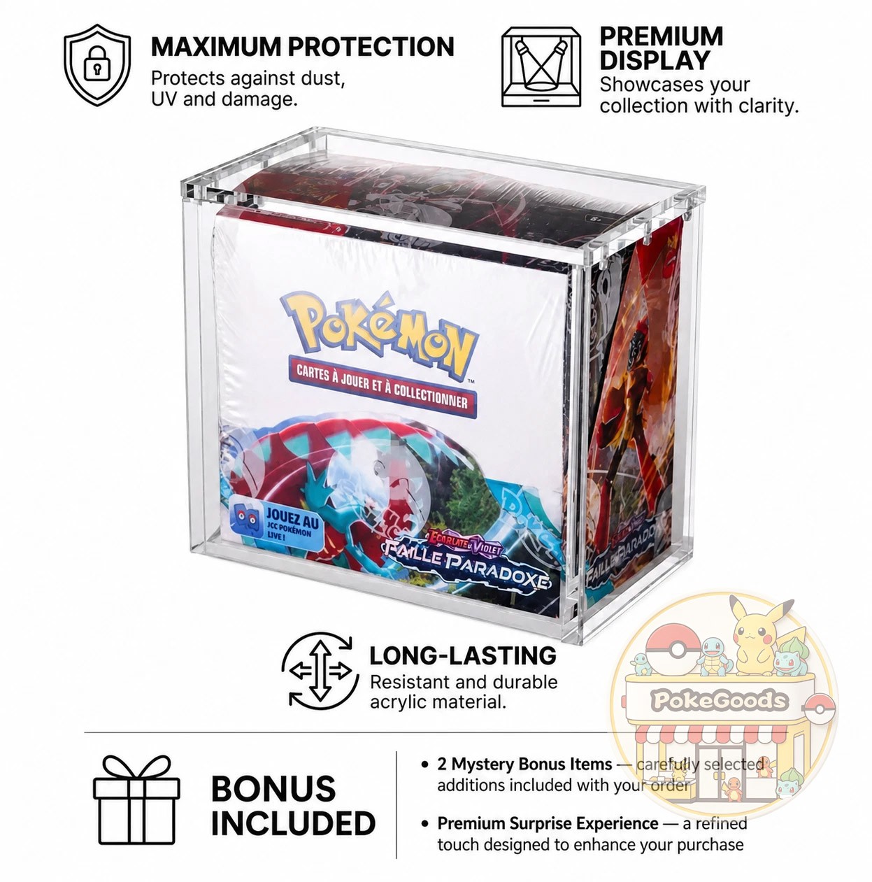 Pokemon ETB Acrylic Case Premium 8mm Thickness Protector with N52 Magnetic Lids