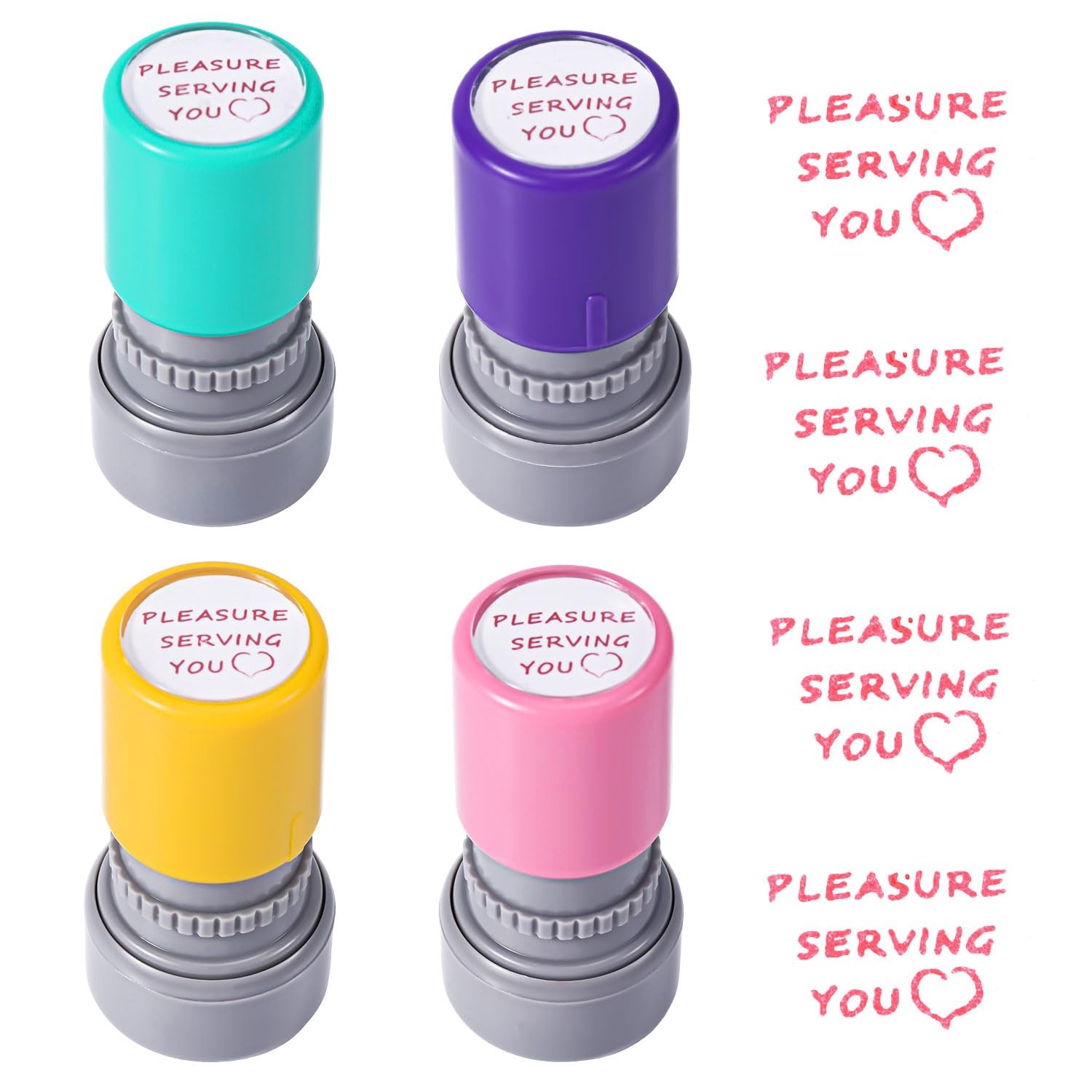 4pcs Pleasure Serving You 1.1 x 1.26 inches, Purple, Yellow, Blue and Pink