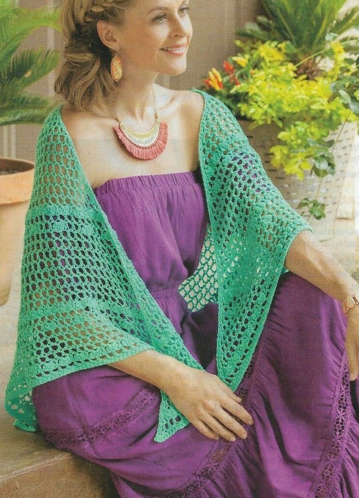 JADE ISLES SHAWL WRAP WOMEN'S CROCHET PATTERN INSTRUCTIONS