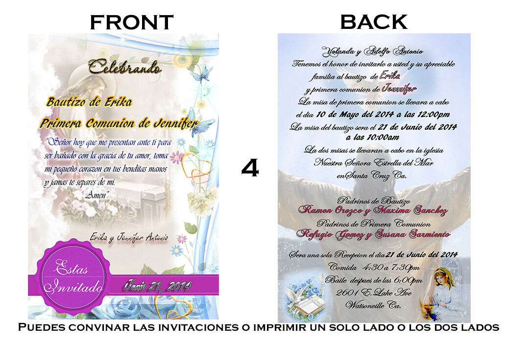 5 PSD 5x7 Invitation Bautizos