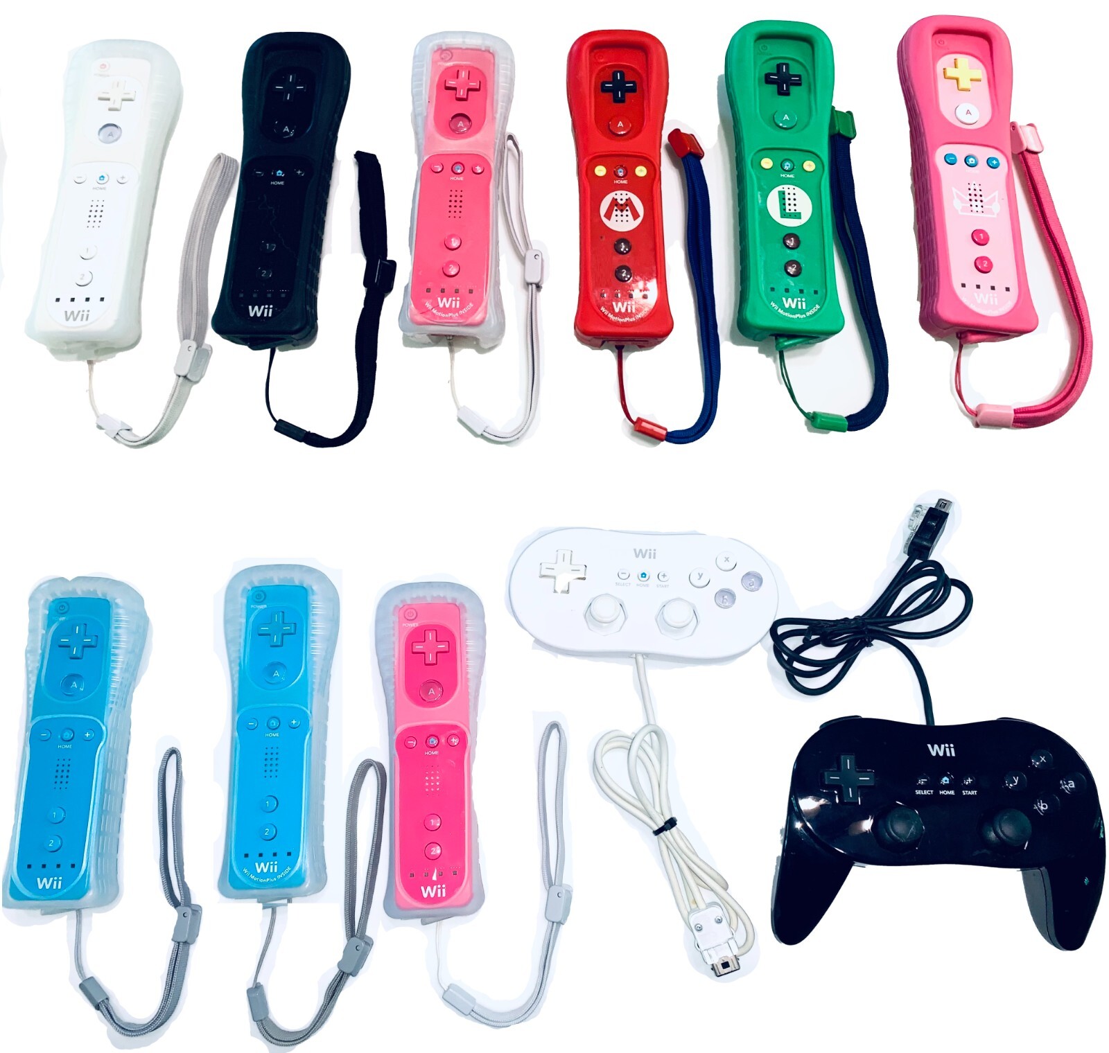 OEM Nintendo Wii Controllers, WiiMote , Remote, Classic, Pro, Blue, Pink