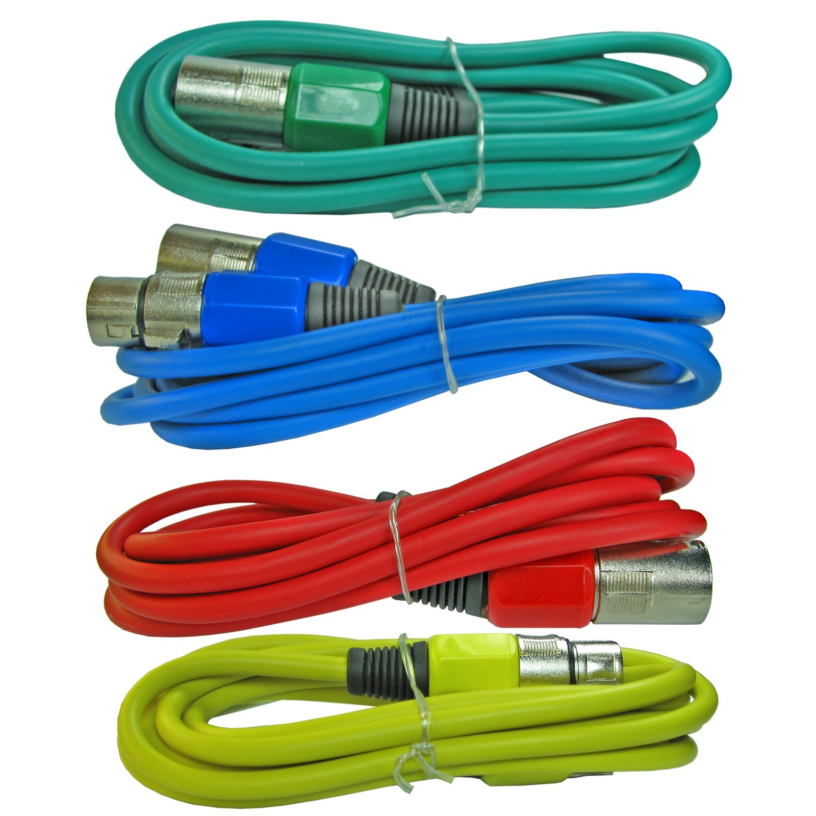 4 color pack 15 ft foot 3pin XLR male to female mic microphone extension cable