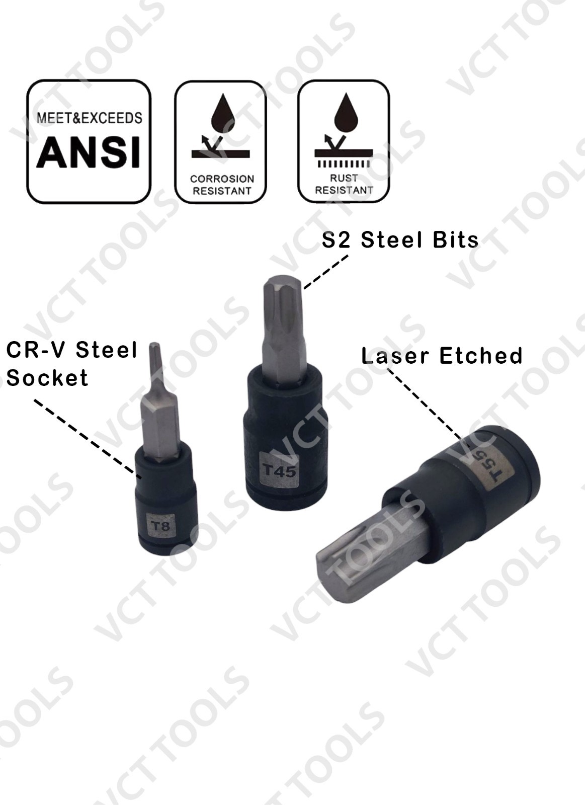 25pc Master Torx Socket and Impact E-Torx Socket Set, T8-T60 & E4-E22