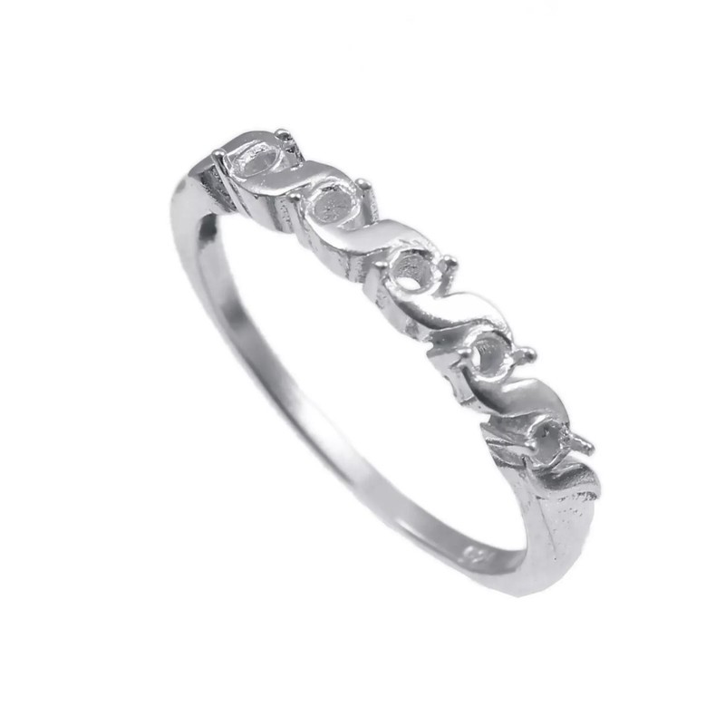 Sterling Silver 2 mm Round Semi Mount Ring Setting 2 mm Round Prong Ring Blank