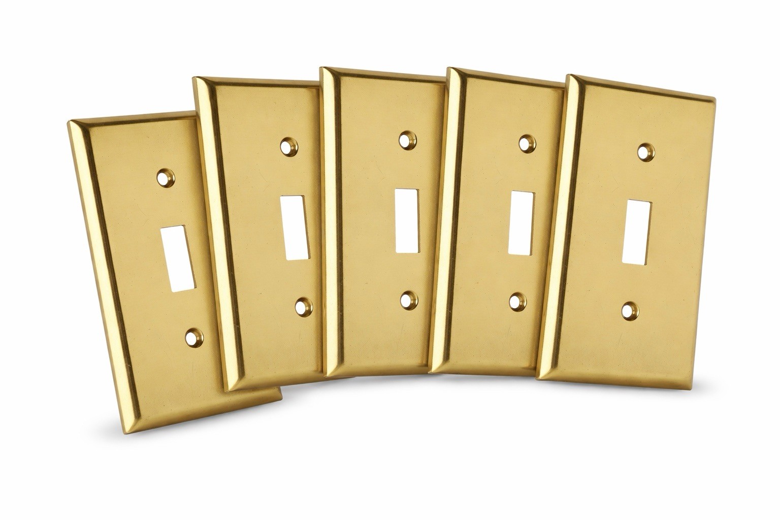 Lot of 5 Vintage Leviton Brass Toggle Switch Wall Plates 1-Gang NOS