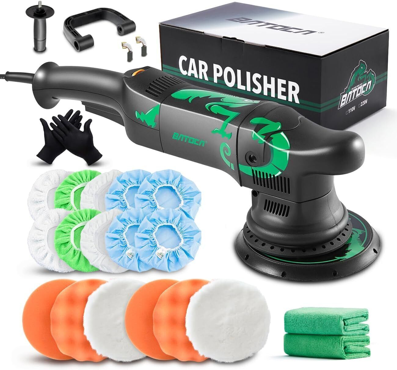 Dual Action Polisher Car Buffers Polishers 6 Variable Speed with Polishing Pads