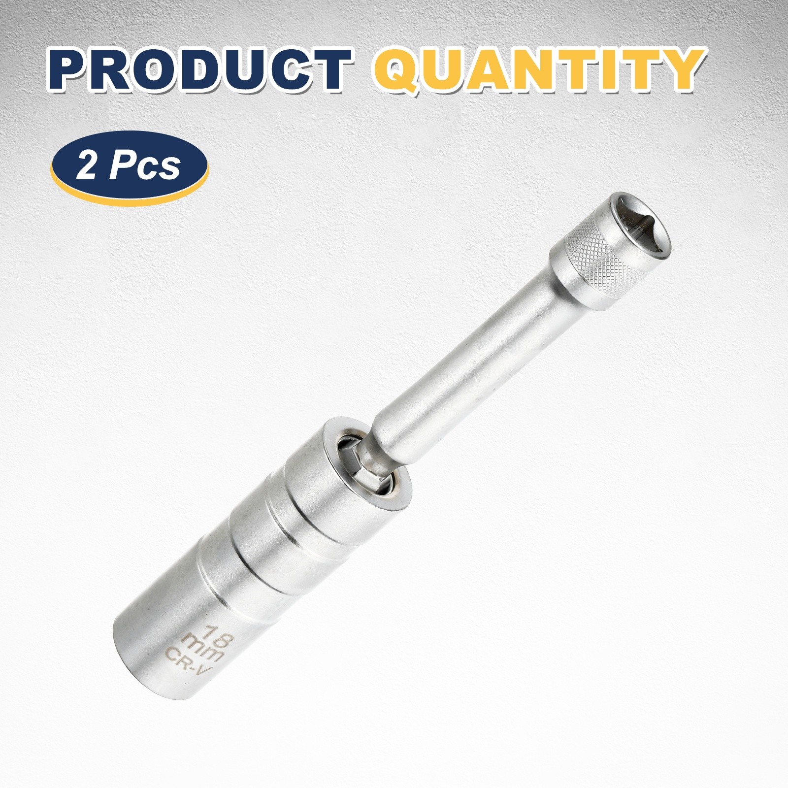 2pcs Spark Plug Socket 3/8" Drive 18mm Medium Swivel Magnetic Silver