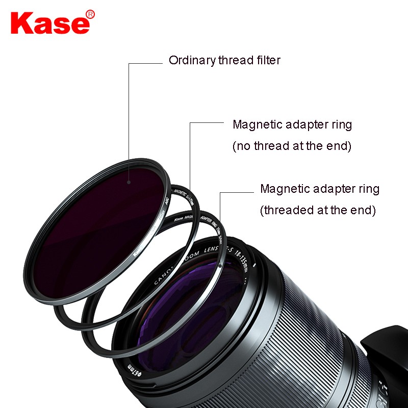 Kase Magnetic Adapter Ring kit (Thread Filter to Magnetic Filter ) 67 72 77 82mm