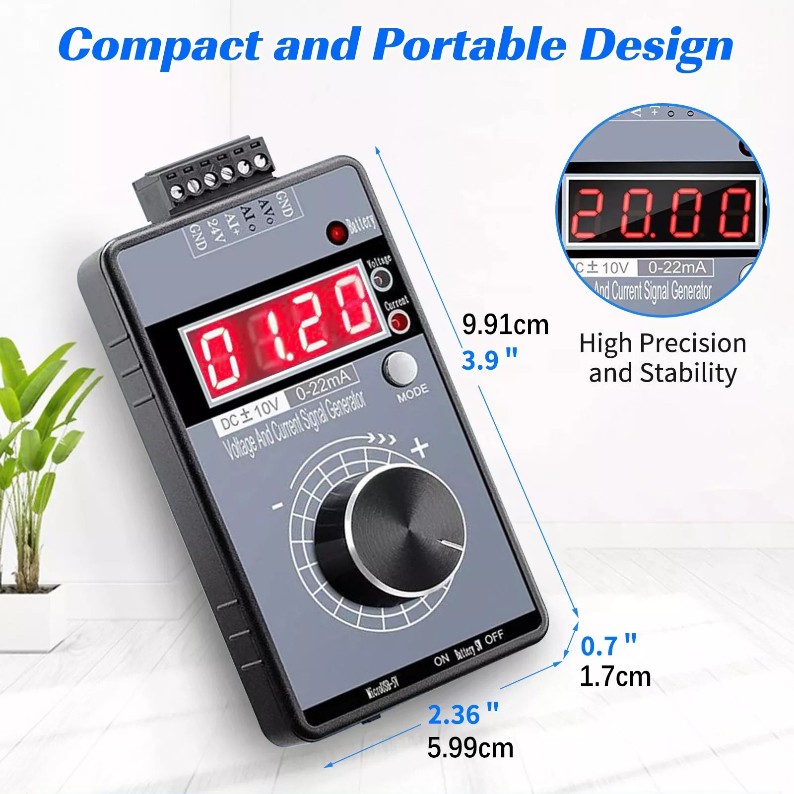 High-precision Handheld Signal Generator Analog Voltage 0-10V Current 4-20mA