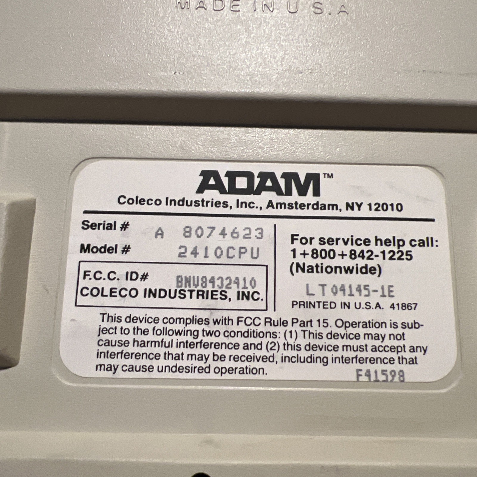 Adam Colecovision Family Computer Memory Console Untested TAKING OFFERS