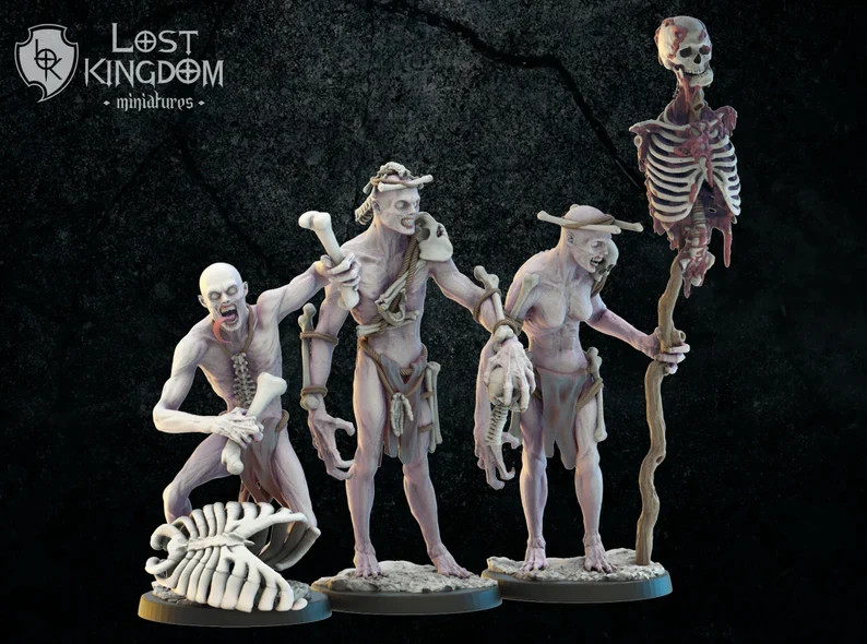 Ghul Unit Command Group - 28-32mm Undead of Misty - Resin Tabletop Miniature