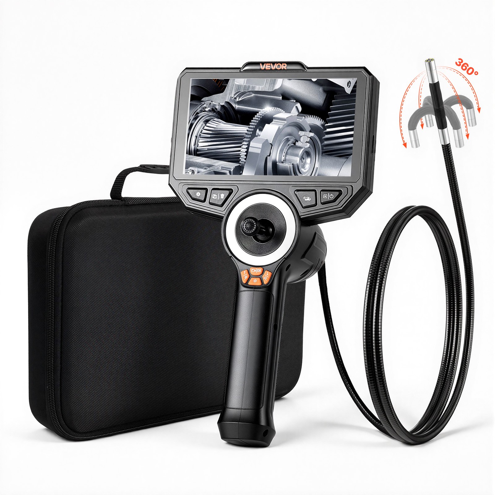 VEVOR Articulating Borescope Camera 4-Way 360° Articulated with 0.24" Slim Lens