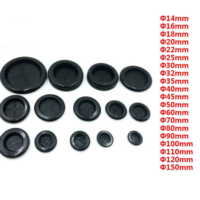 Dia 14mm-150mm Blind Rubber Grommets Blanking Seal Plug Closed Block RoHS Black