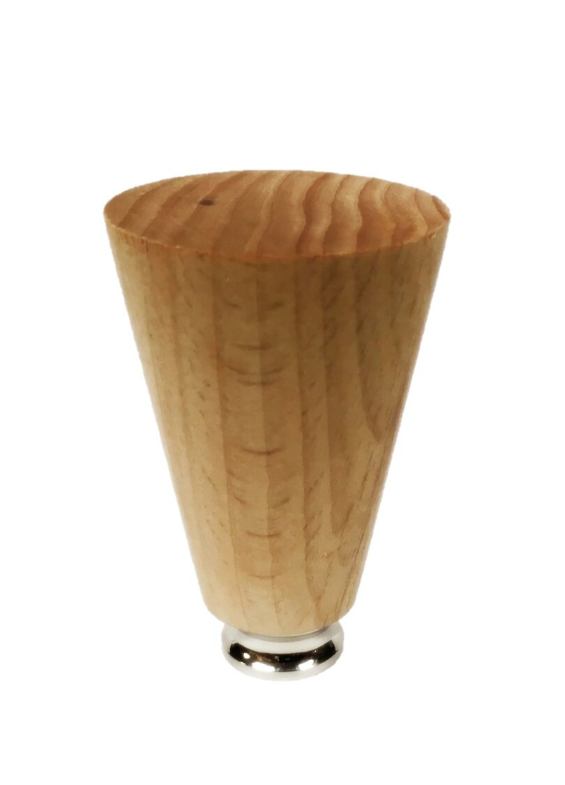 Lamp Finial-SOLID BEECH WOOD TAPERED CYLINDER-W/Dual Thread Base-Chrome