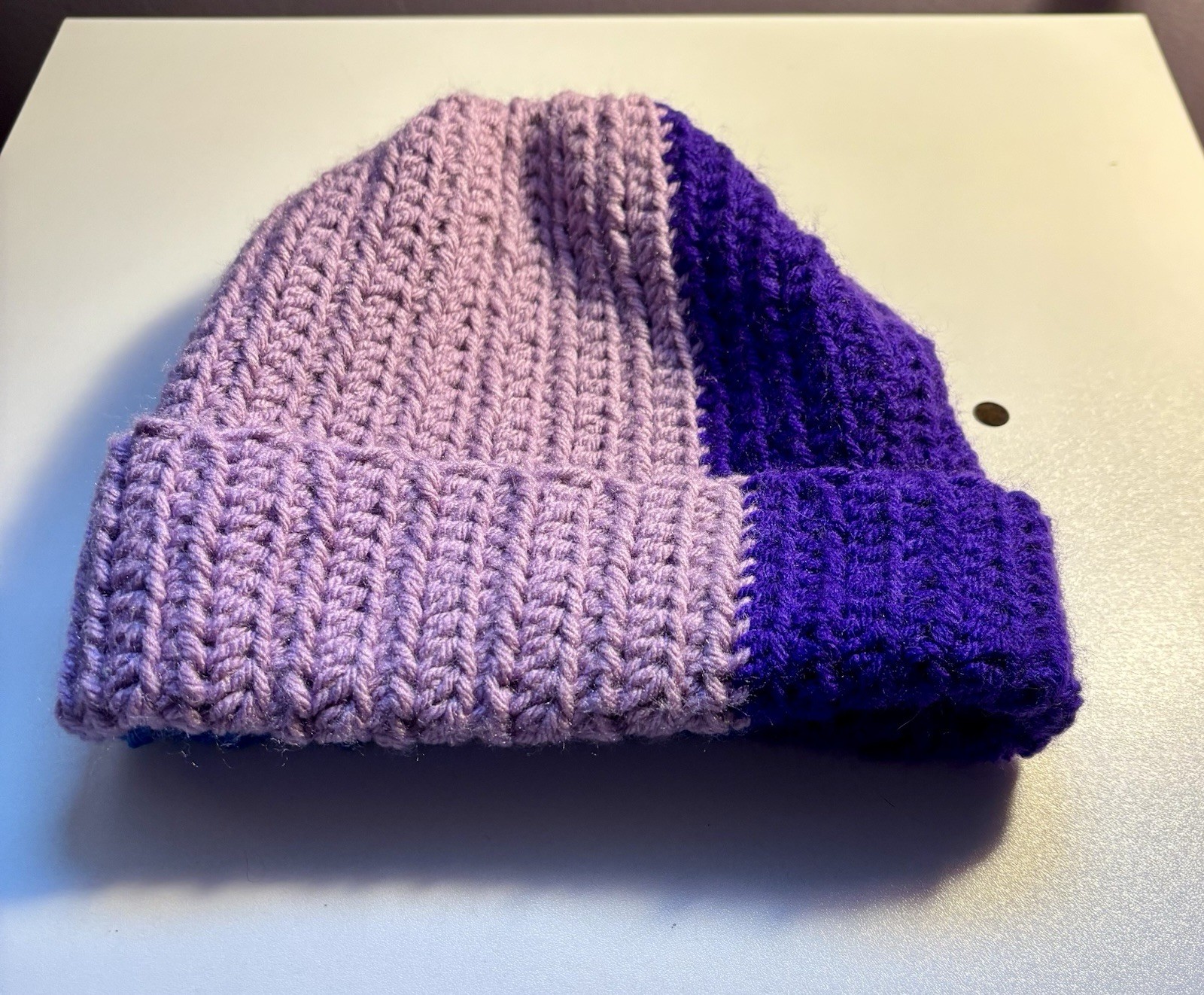 pack of 3! Handmade Knitted Beanies Adult Size Pastel Purple Blue Multicolor