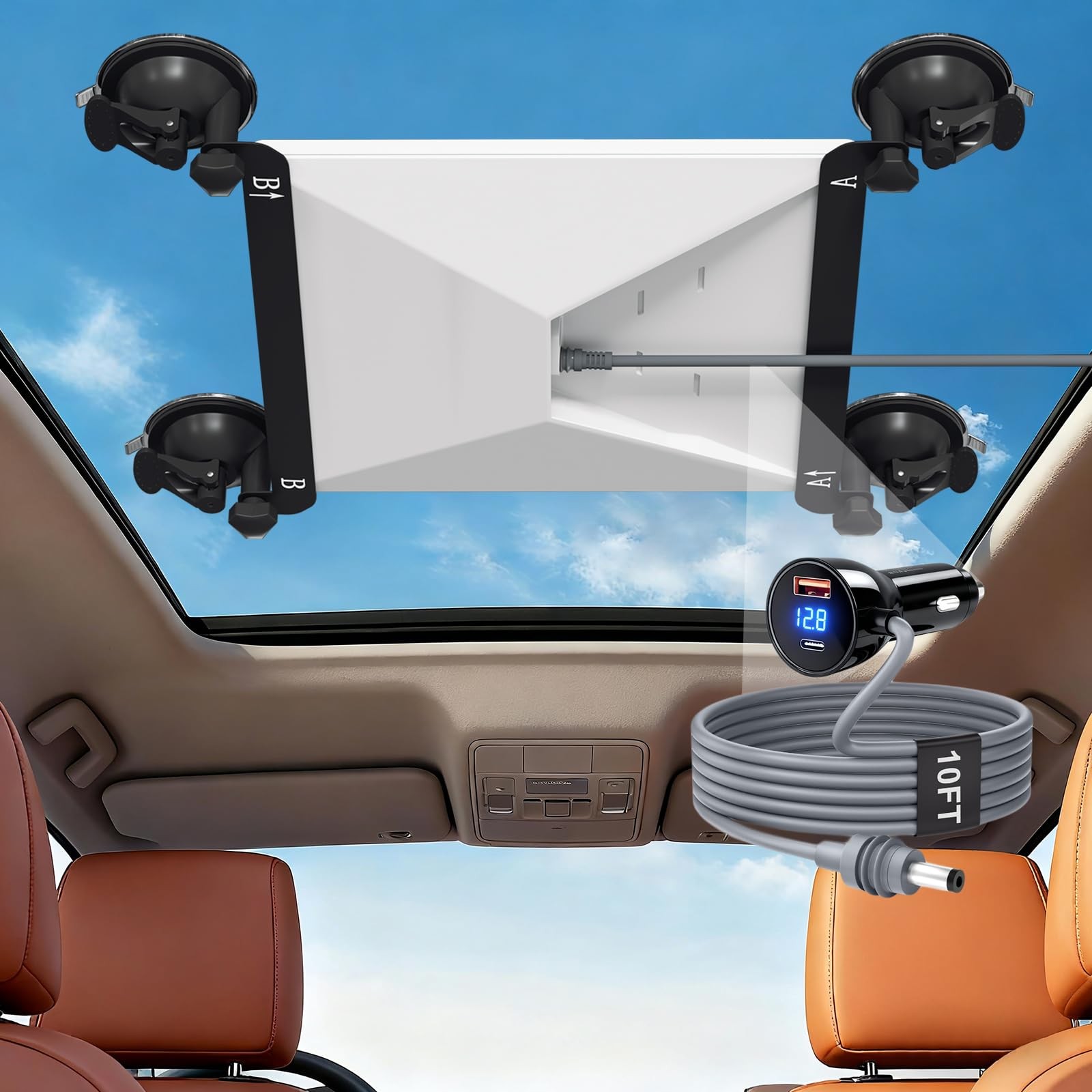 Starlink Mini Suction Cup Mount with 3 in 1 Car Charger, Secure Satellite Mou...
