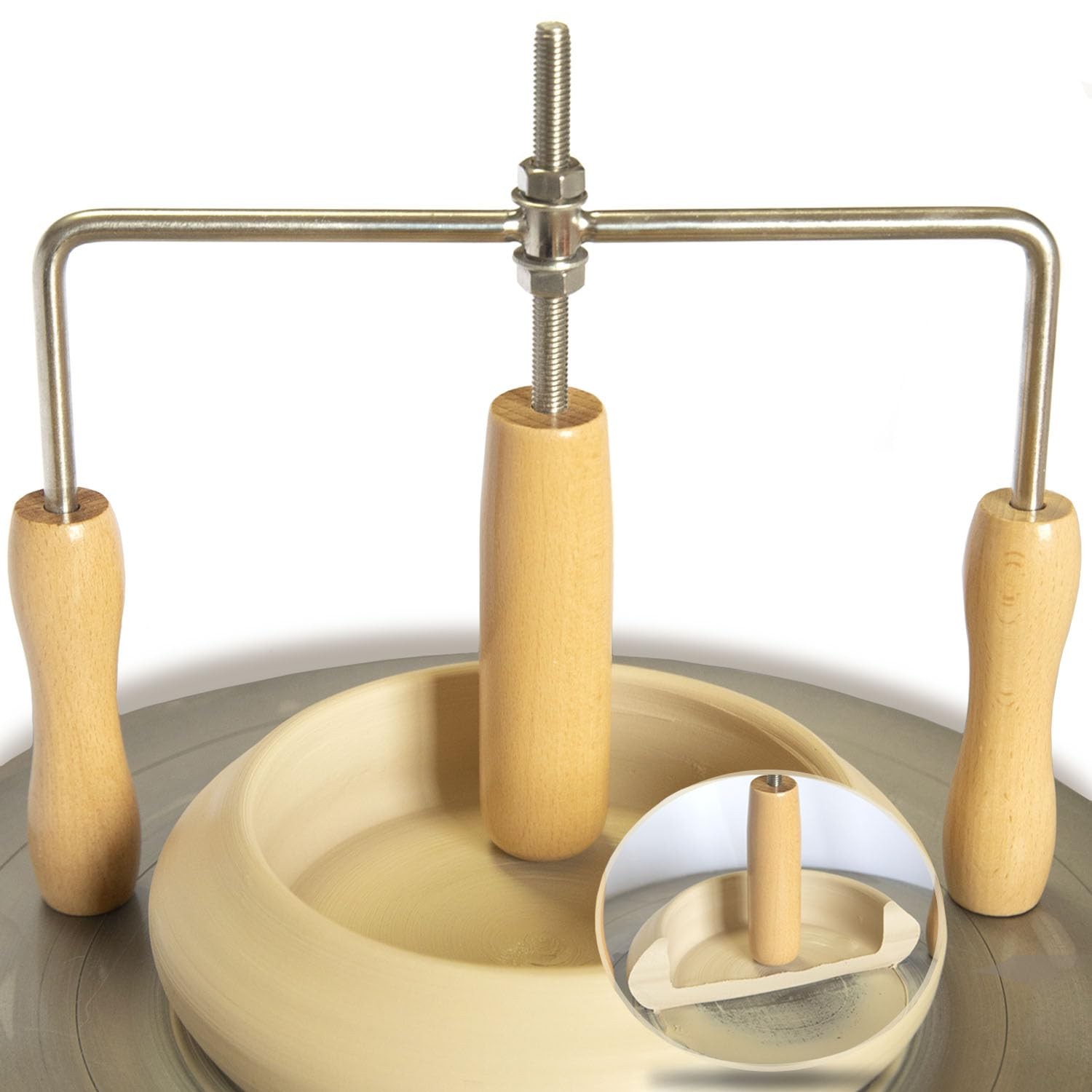 PrudoPex Pot Cup Mouth Opener, Adjustable Depth Ceramic Opening Wood