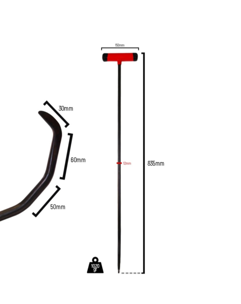 Paintless Dent Repair Tools Double Curve Stick Hook Red