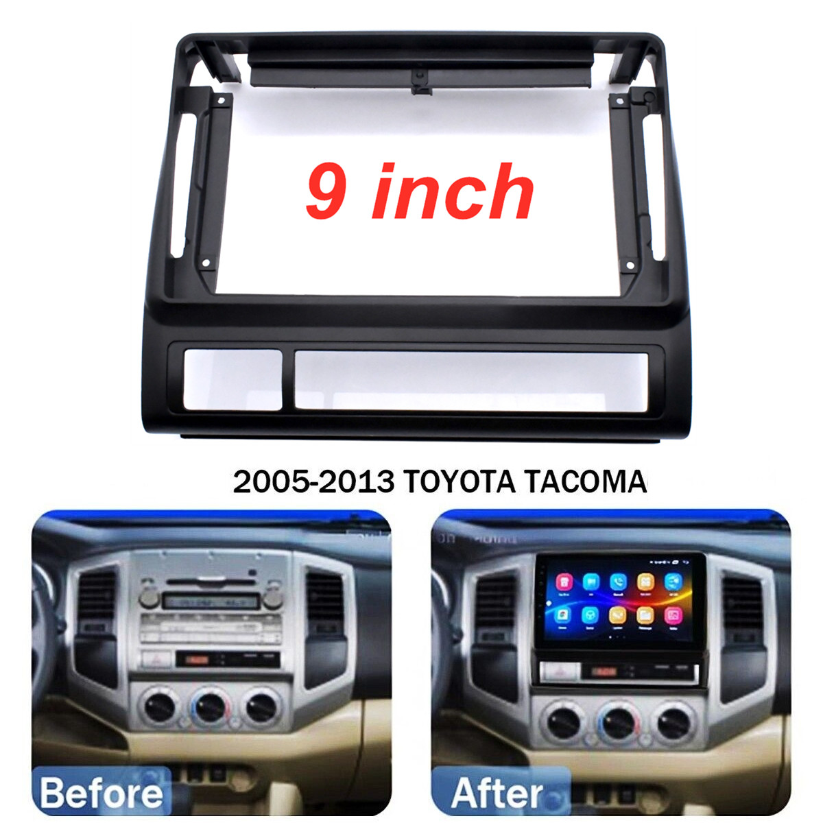 9'' 2Din For 2005-2013 TOYOTA TACOMA Car Dash Stereo Radio Fascia Panel Frame