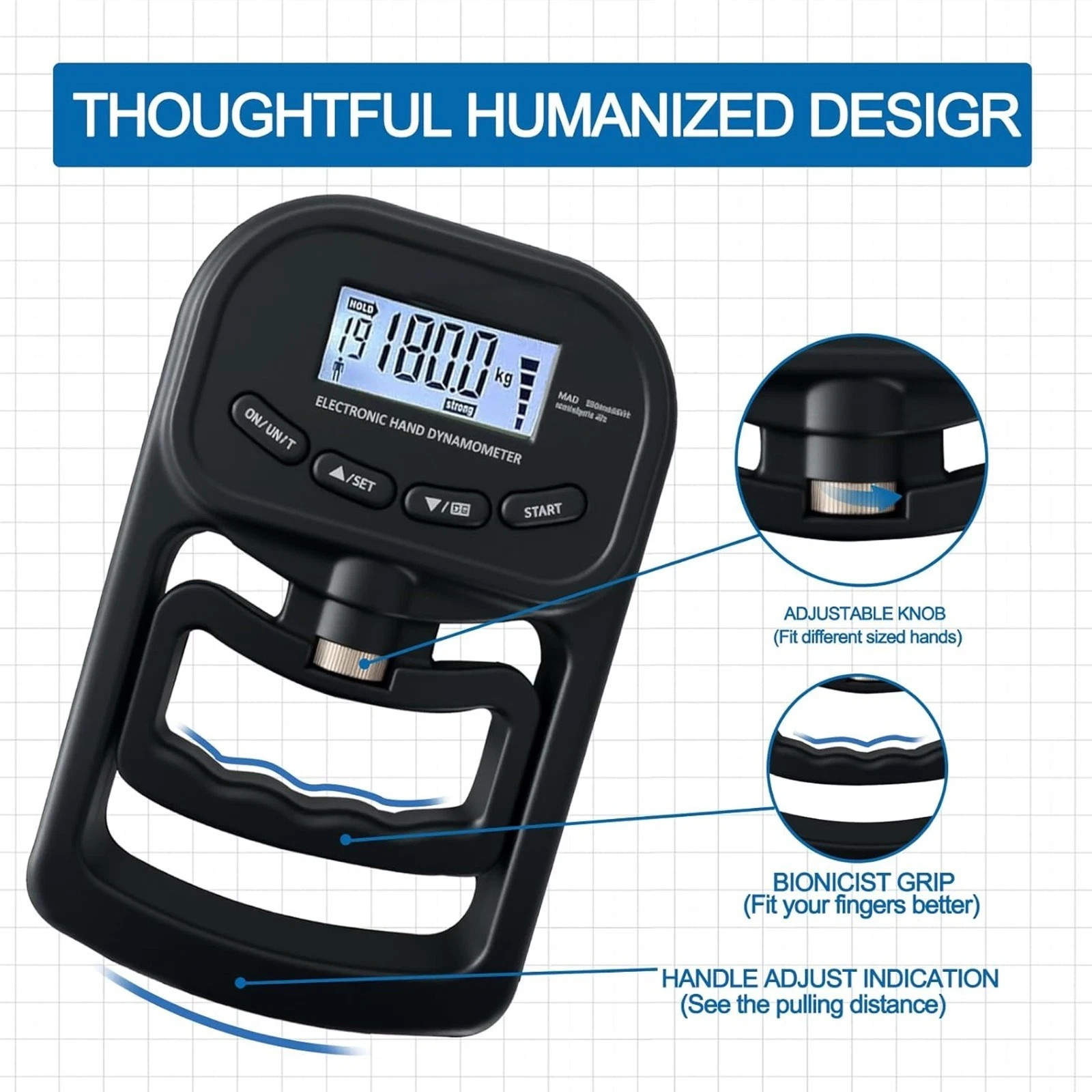 Hand Grip Dynamometer Grip Strength Meter Physical Therapy Rehabilitation