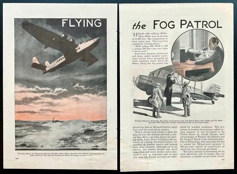 “Flying the Fog Patrol” 1935 Weather Bureau pictorial General David Hodge Baker