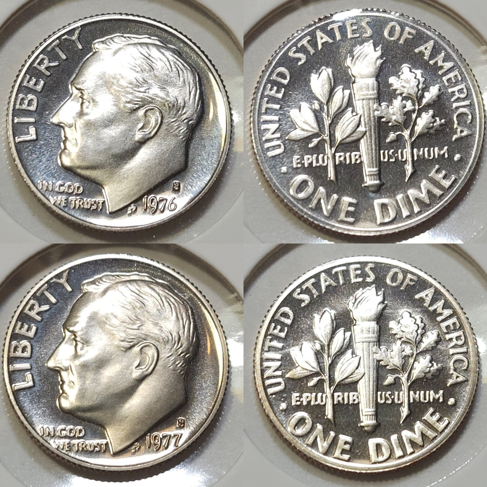 Lot of (2) Roosevelt Proof✨️ Dimes: 1976-S & 1977-S - CAM x1, DCAM x1