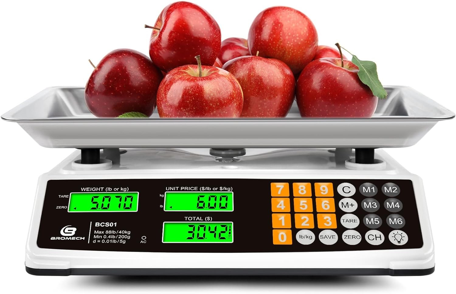 Price Computing Scale 88lb/40kg Commercial Food Scale for Produce Meat