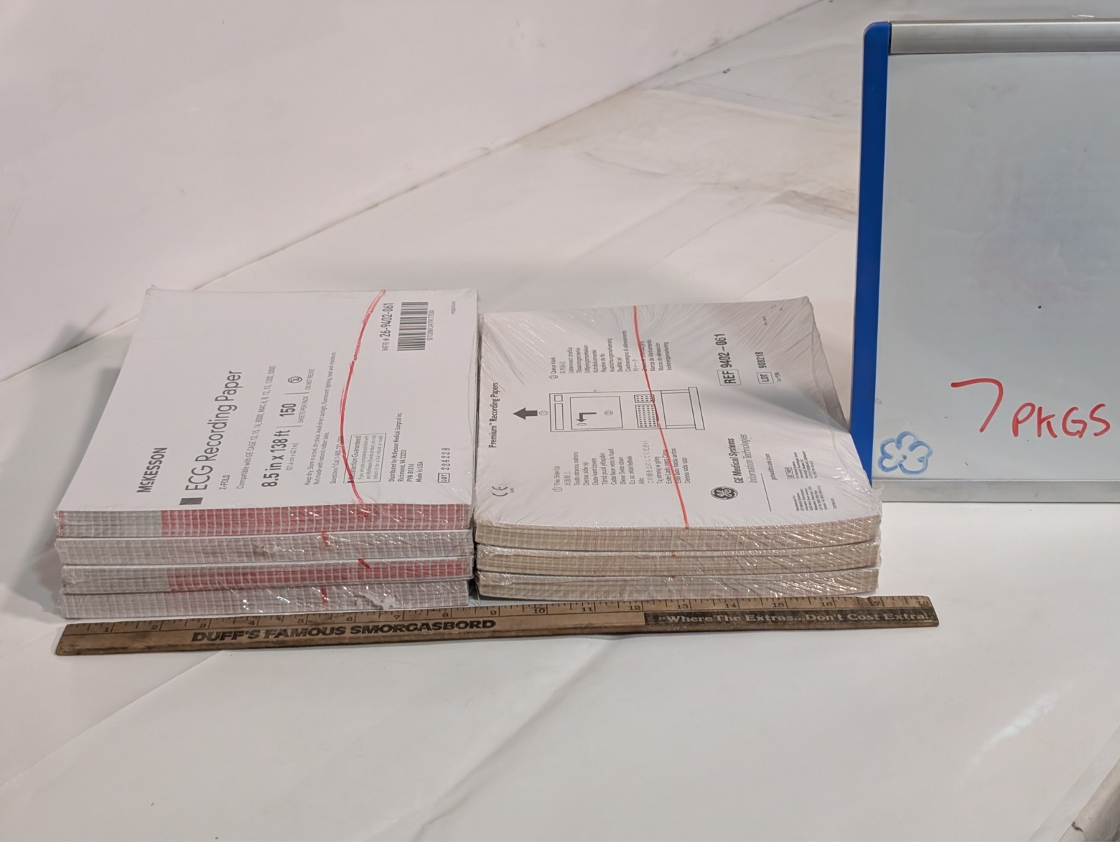 Lot of 7 GE 9402-061/McKesson 26-9402-061 ECG Recording Paper Z-Fold 8.5x138ft