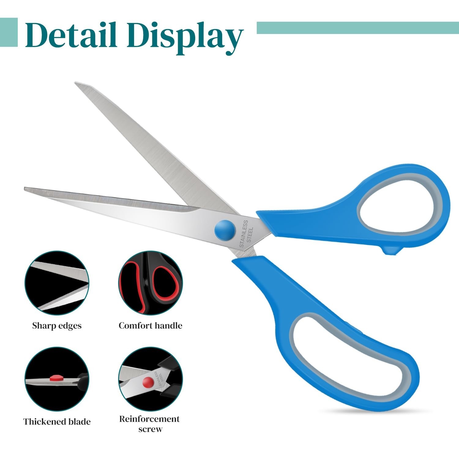 9 Packs 8" Sewing Craft Scissors Bulk,Multipurpose Heavy Duty Sharp Paper Sci...