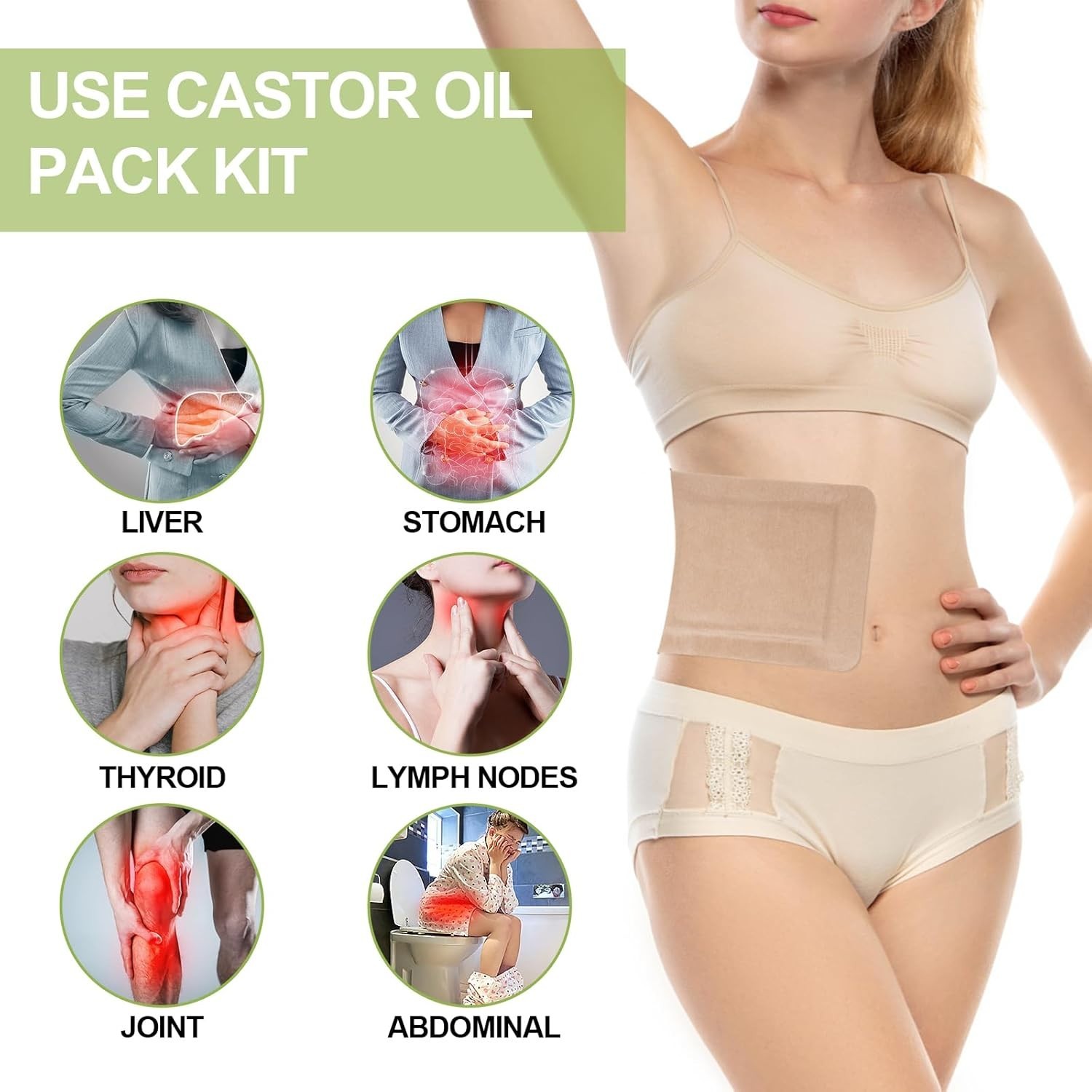 STFOCE 20pcs Castor Oil Pack Wrap Castor Oil Pack Self-Adhesive 7.9"x5.5"