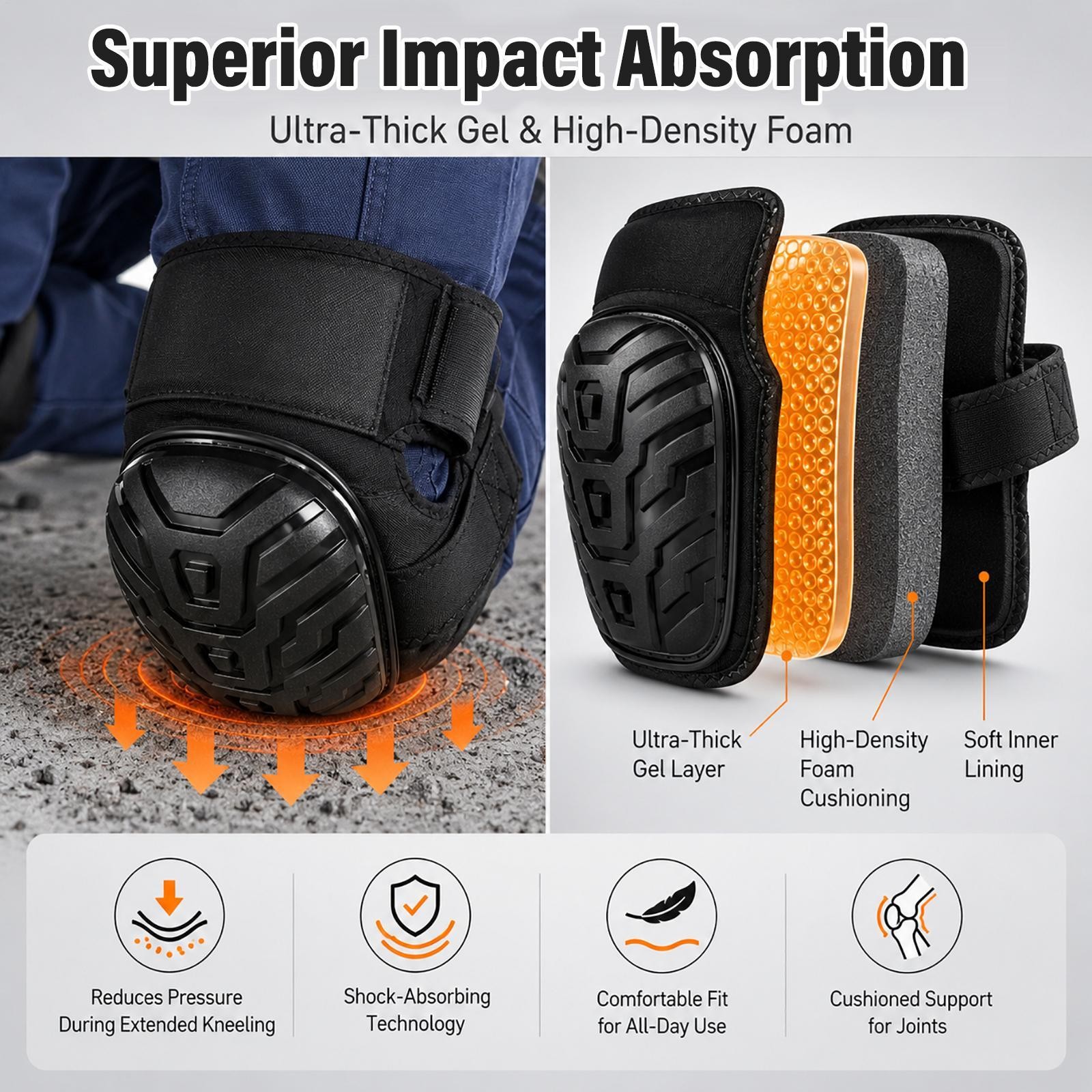 Professional Construction Foam Comfort Knee Pads