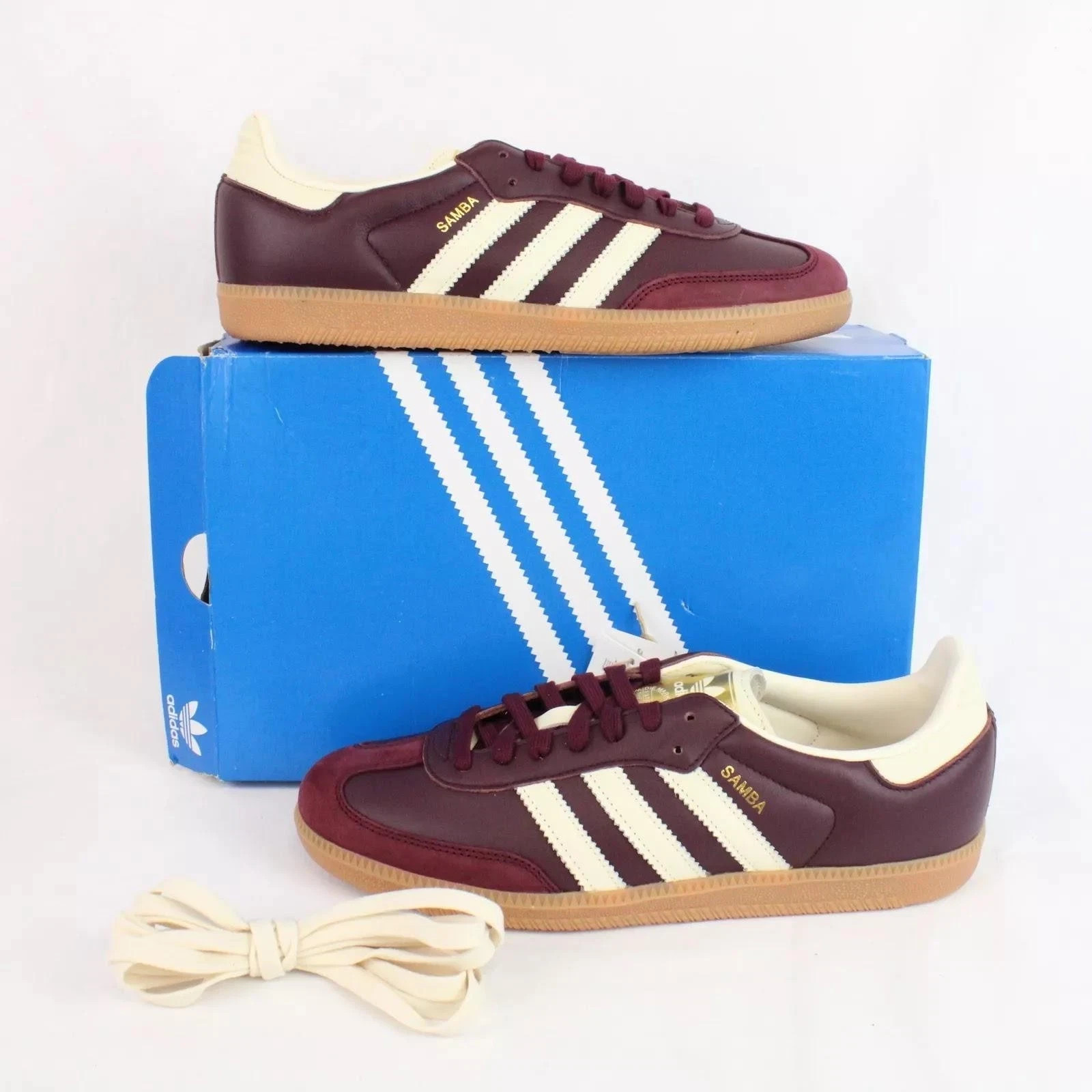 Samba OG in Maroon/Cream/Metallic Gold ID0477 Size US 5-9 (Women) NEW