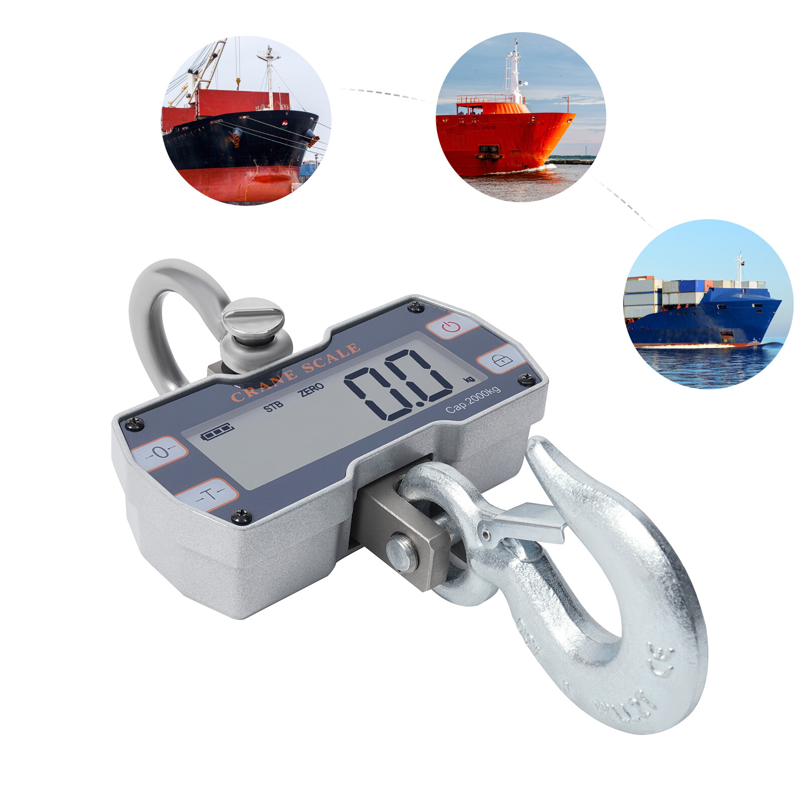 2 Ton Digital Hanging Scale w/ Remote Heavy Duty Industrial Crane Scale Silver