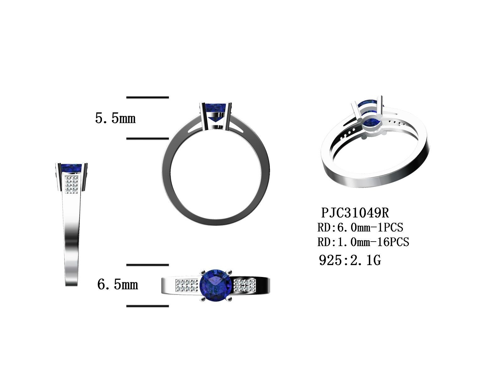 Sterling Silver Semi Mount Ring Setting Round RD 6x6mm