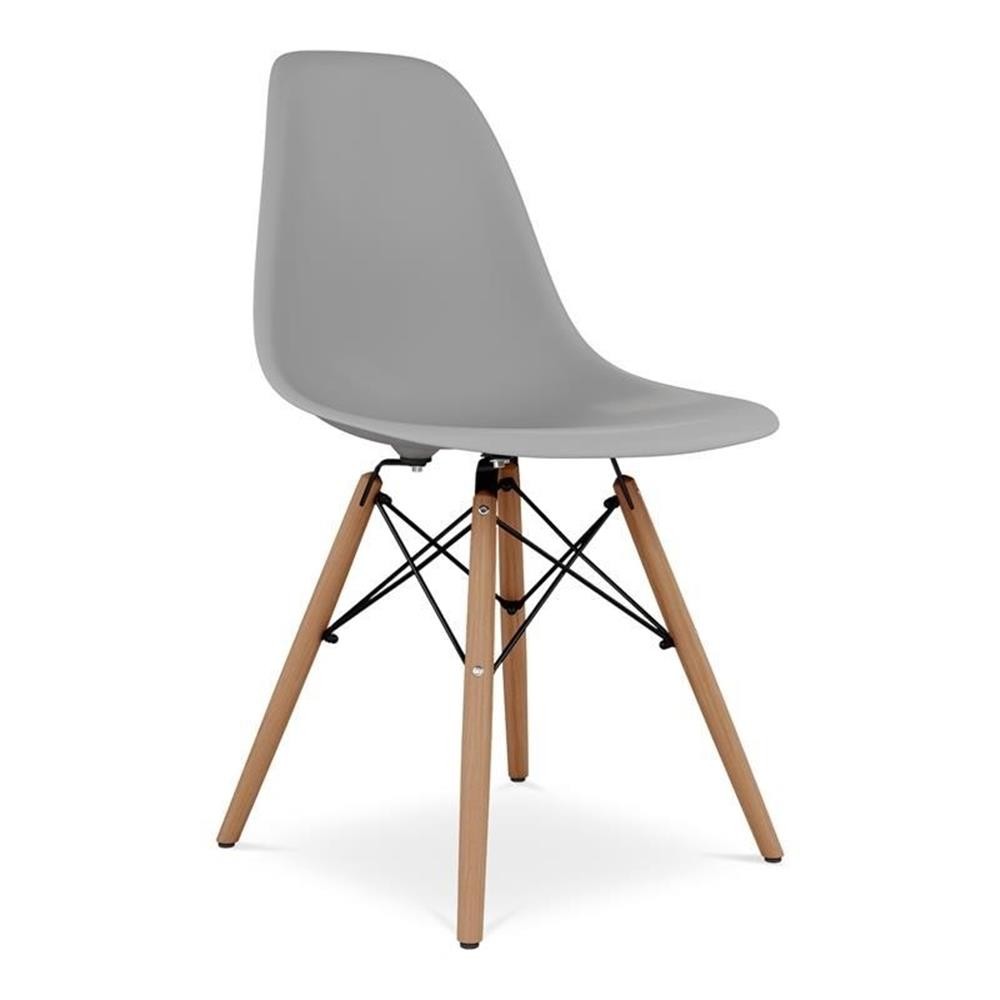 Pemberly Row 17.5" Plastic and Beech Wood Dining Chair in Gray