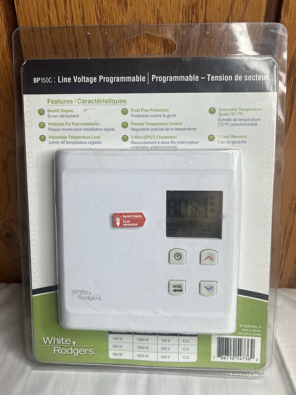 Emerson White-Rodgers Line Voltage Digital Thermostat New In Package BP150C