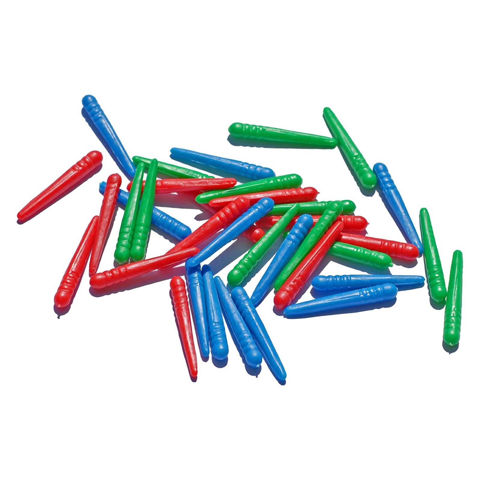 WE Games Bulk Pack, Tapered Plastic Cribbage Pegs, Includes 36, Red, Blue, Green