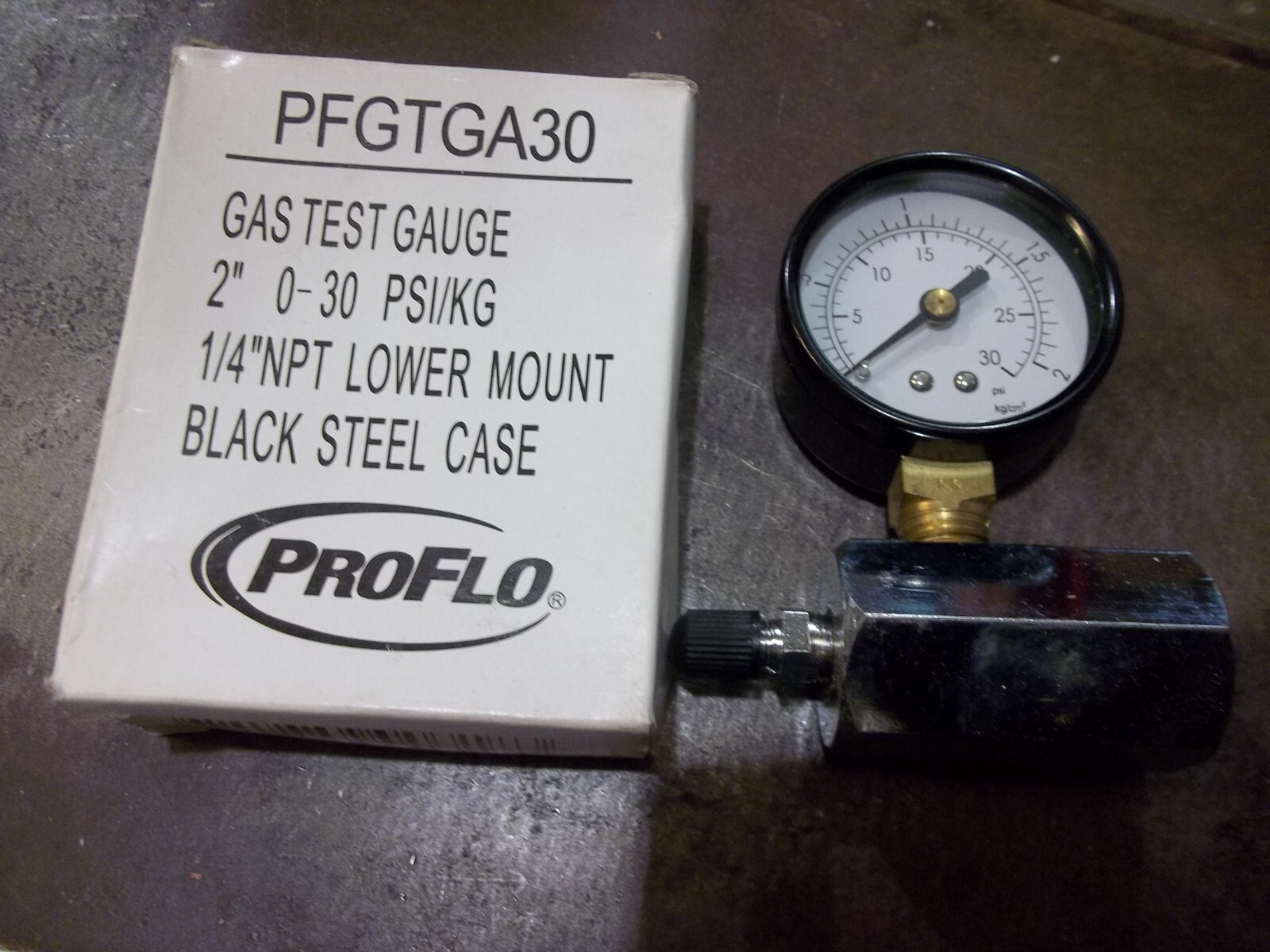 NIB PROFLO PFGTGA30 GAS TEST GAUGE 0-30 PSI 2" FACE 1/4" NPT (247-1)