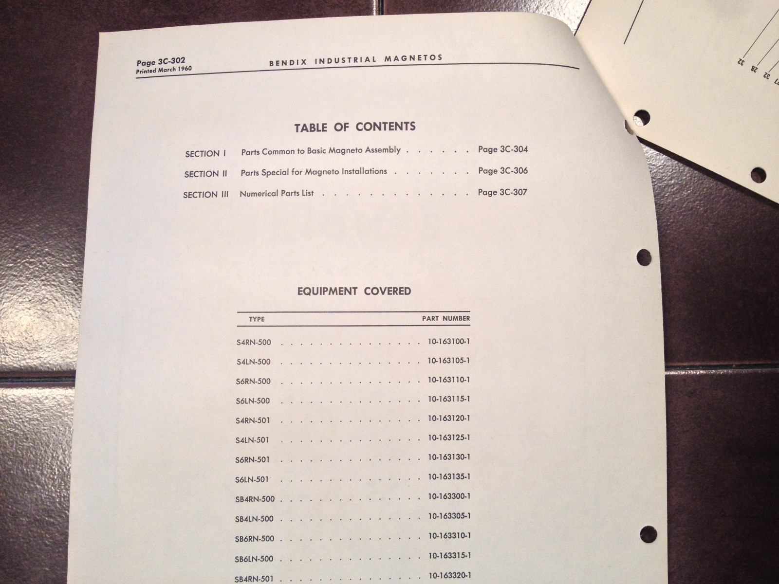 Bendix S-500 Magneto Parts Lists Manual.