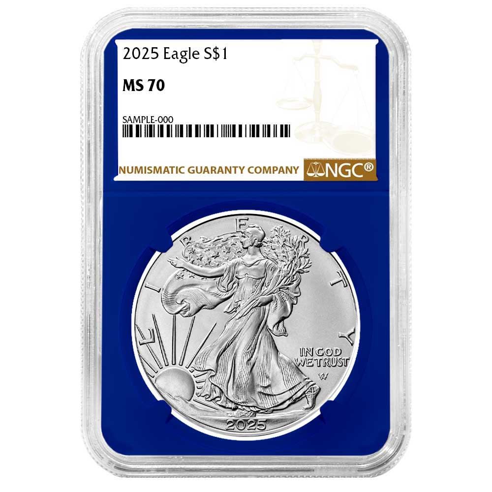 2025 $1 American Silver Eagle NGC MS70 Brown Label Blue Core