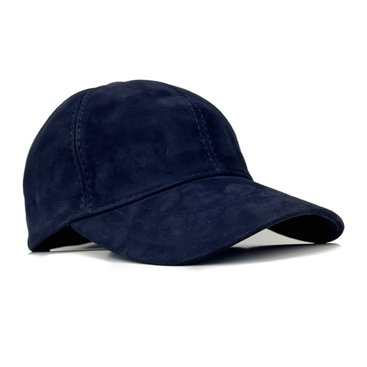 Navy Genuine Suede Leather Baseball Cap Adjustable Unisex Casual Vintage Hat