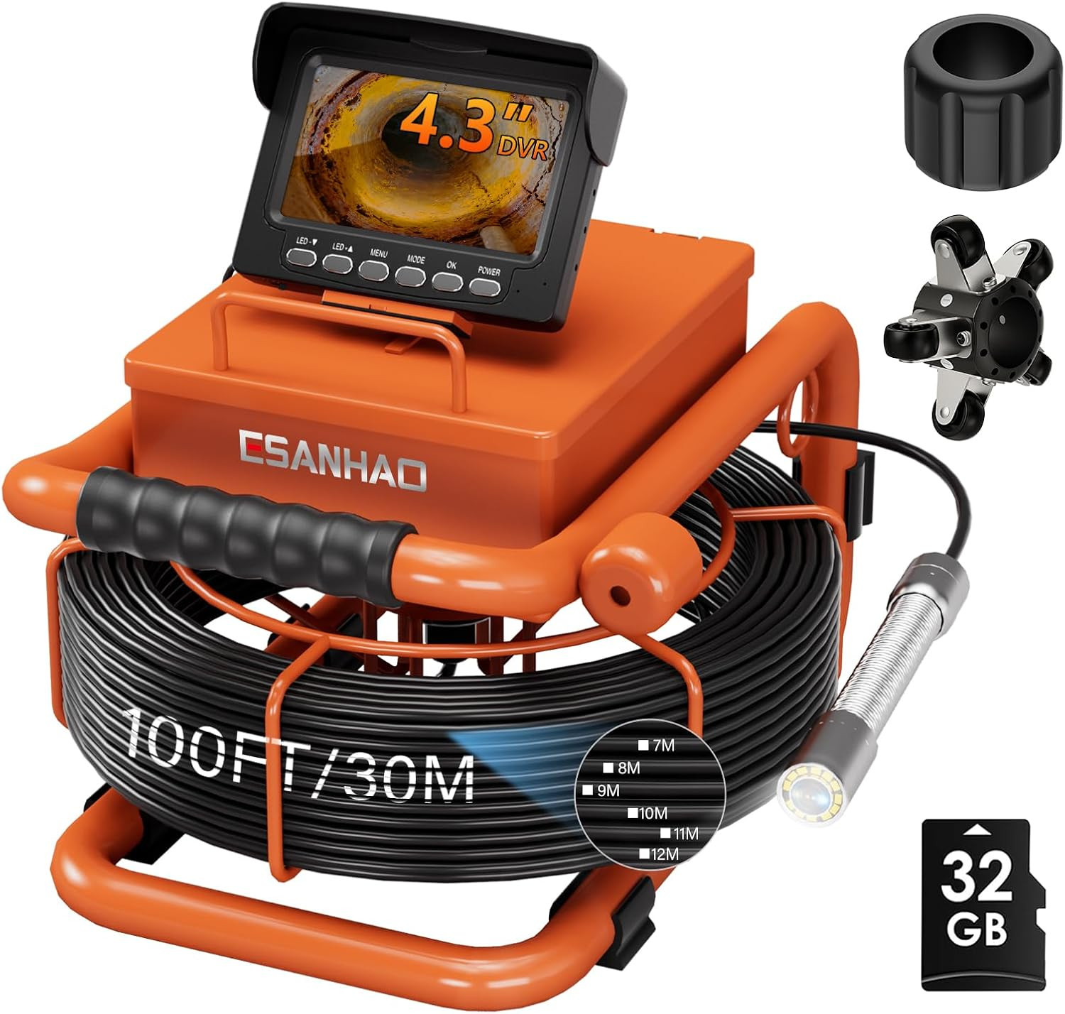 Sewer Camera 100FT/30M Borescopes Plumbing Snake Pipe Inspection Camera DVR & Au