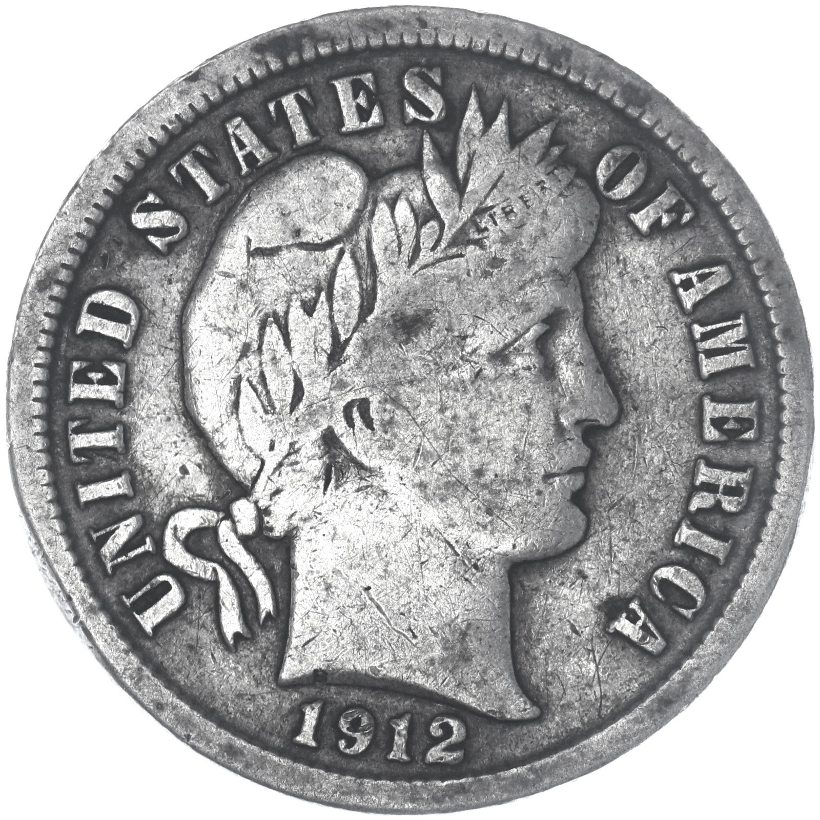 1912 (P) Barber Dime 90% Silver Fine FN