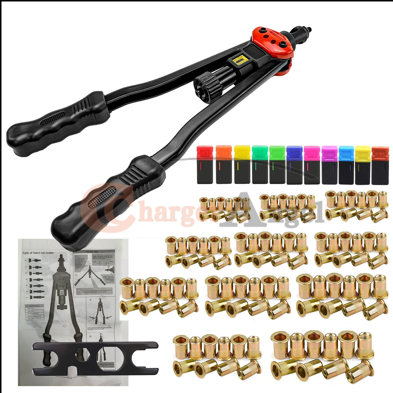 Rivnut Setting Tools Nut Setter Tool Hand Blind Riveter Rivet Nut Gun Kit 16"