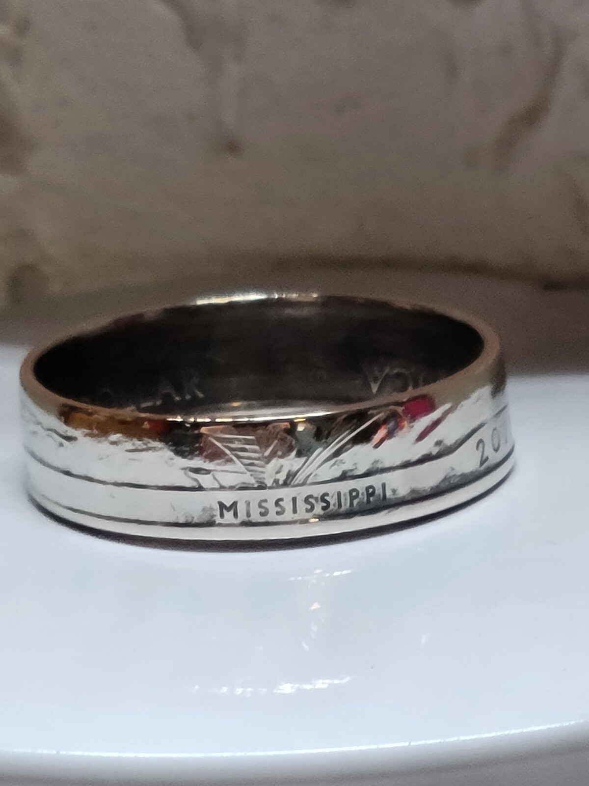 VICKSBURG, MS. - Size 9 State Quarter Coin Ring Hand Made