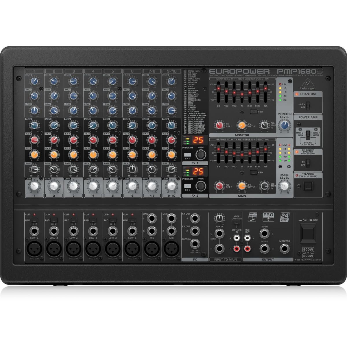 Behringer EUROPOWER PMP1680S 1600-Watt 10-Channel Powered Mixer with Dual Multi-
