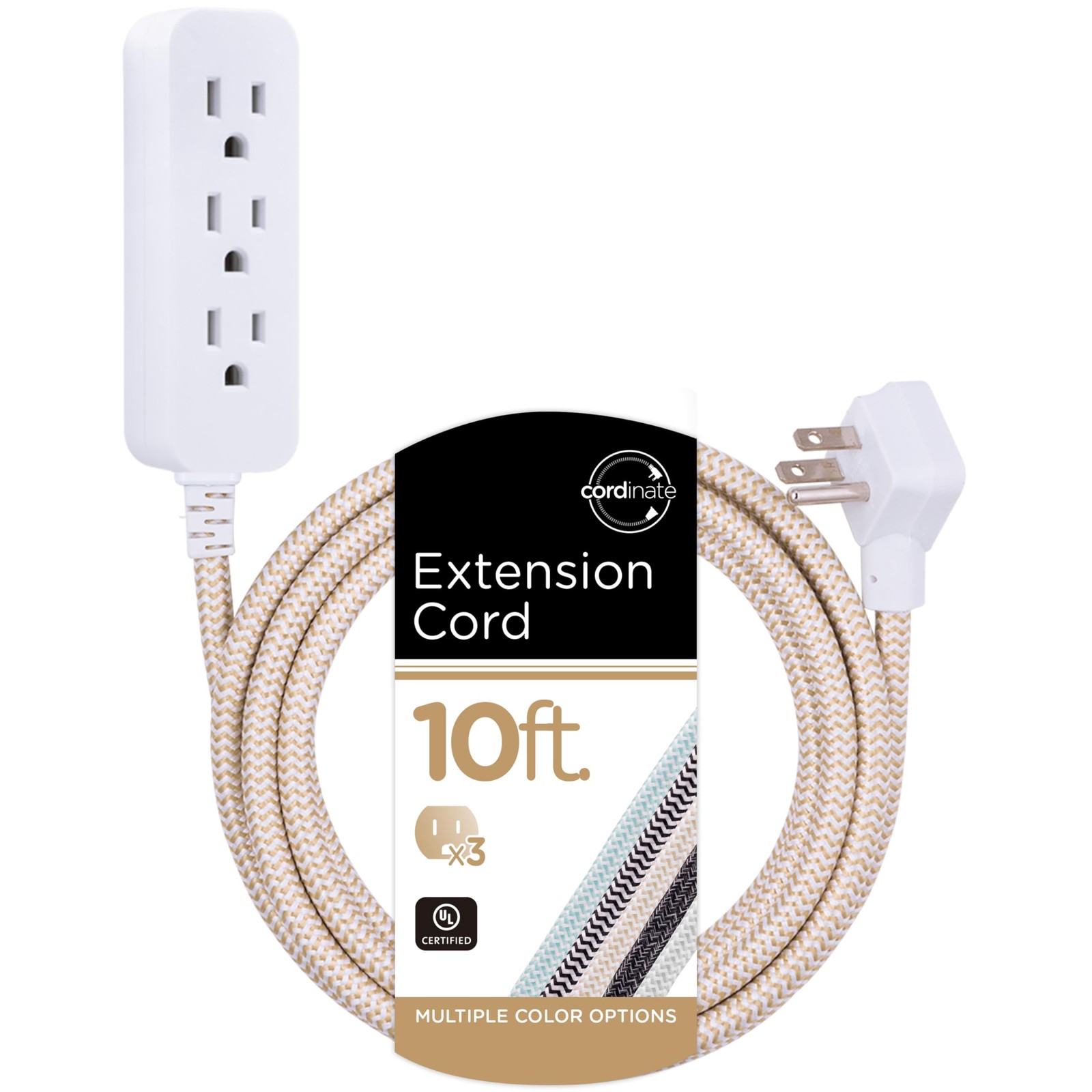 Cordinate 37916 3-Outlet Power Strip 10 Ft Braided